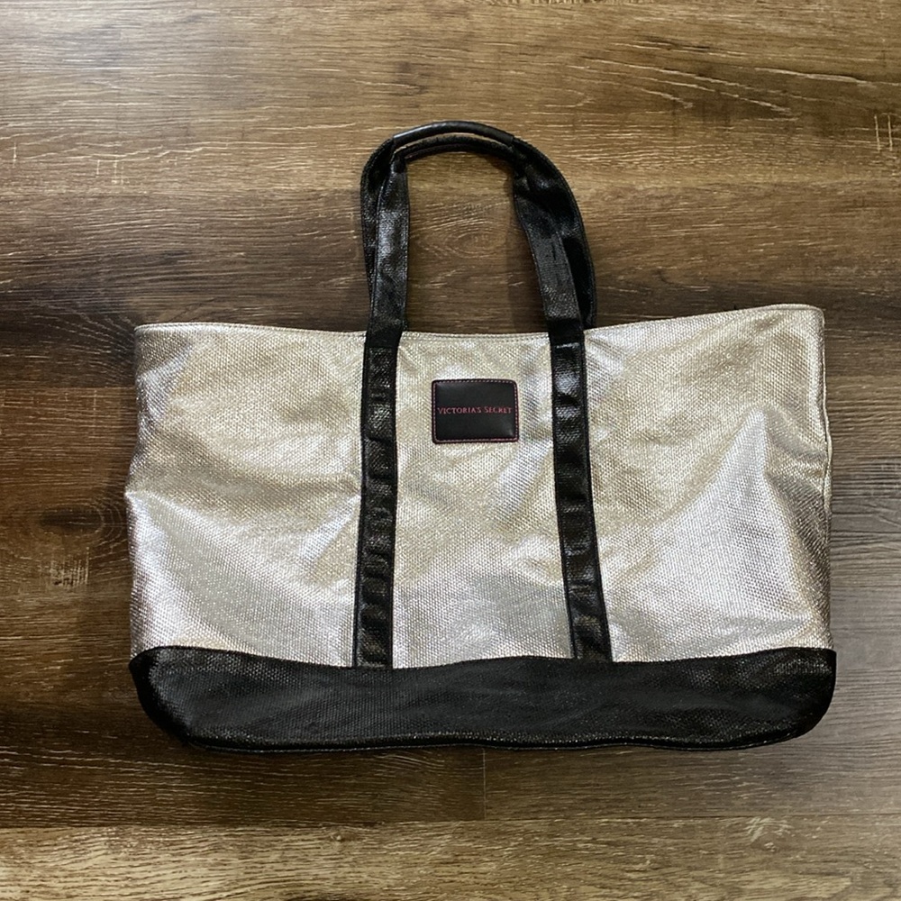 Victoria’s Secret Silver and Black Tote Bag